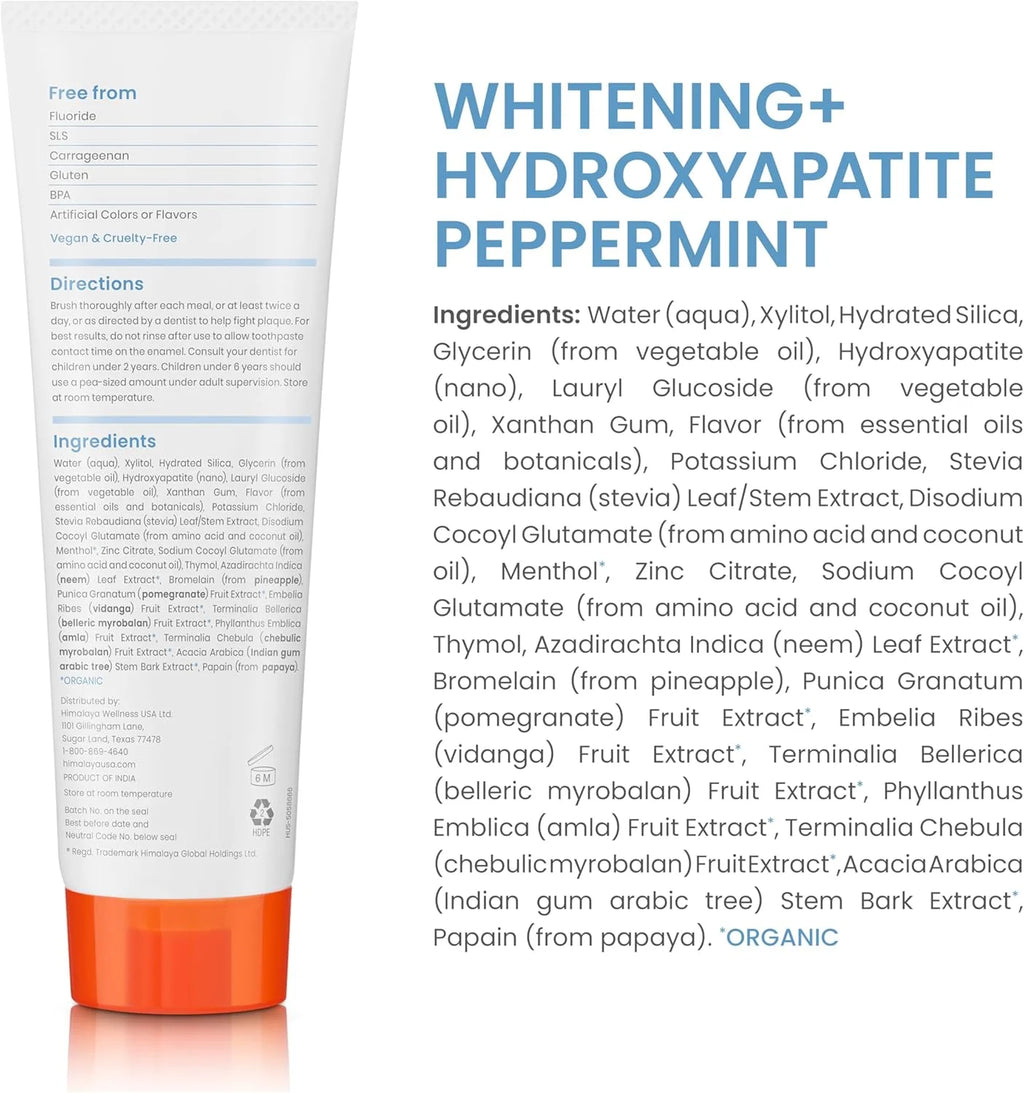 Botanique Whitening + Hydroxyapatite Toothpaste, Peppermint Flavor, Nano Hydroxyapatite, 4 Oz
