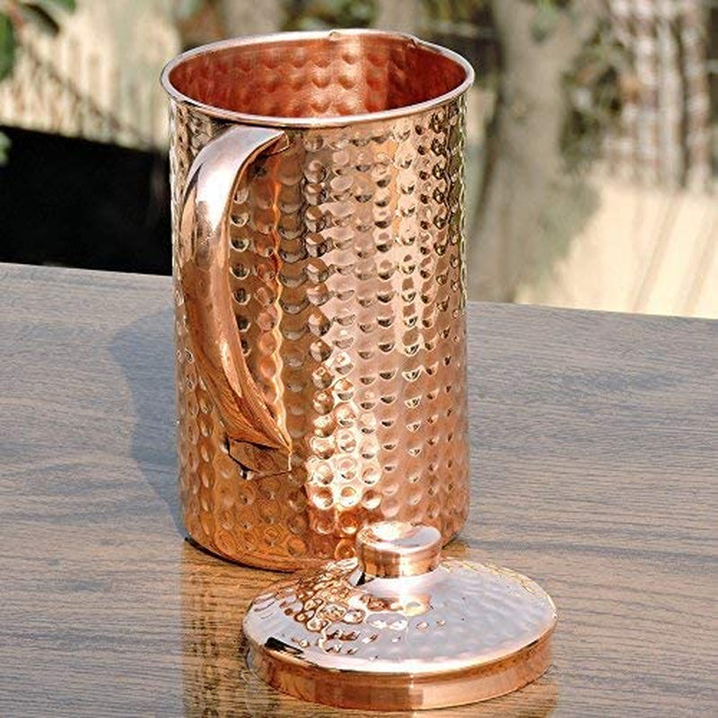 100% Pure Copper Hammered Handmade Pitcher Jug Bottle Ayurveda Yoga 1.5L