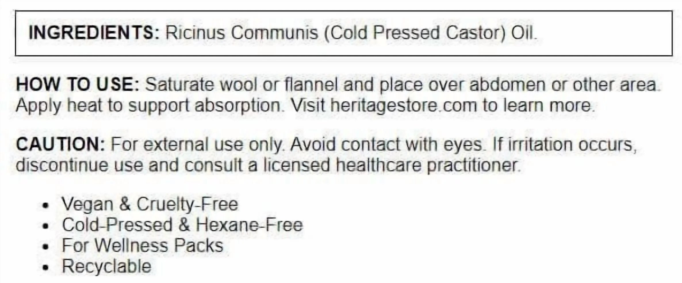 Heritage the Palma Christi Castor Oil, 16 Oz