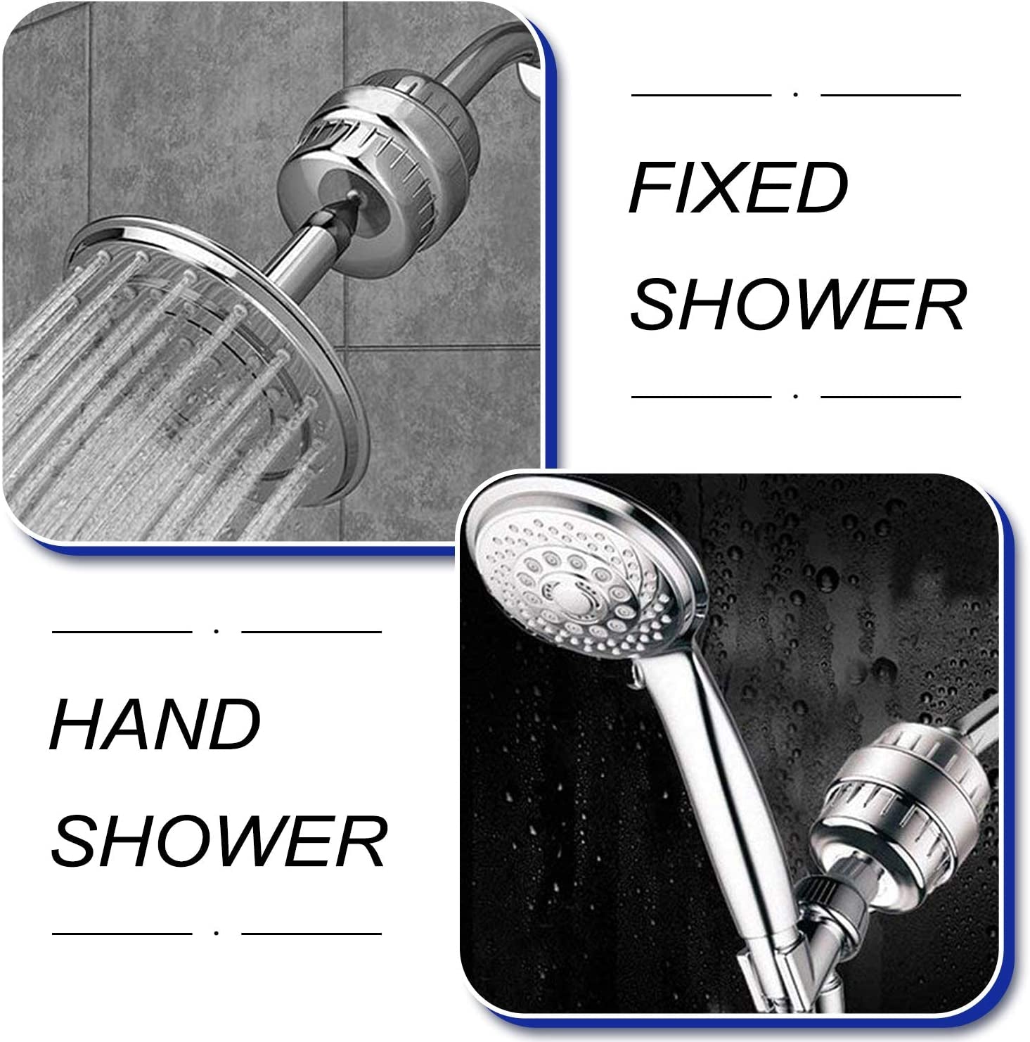 Universal 15 Stage Shower Filter,High-Output Shower Head Filter,With 2 Pcs Filter Cartridges,Removes Chlorine Fluoride Heavy Metals,Other Sediments