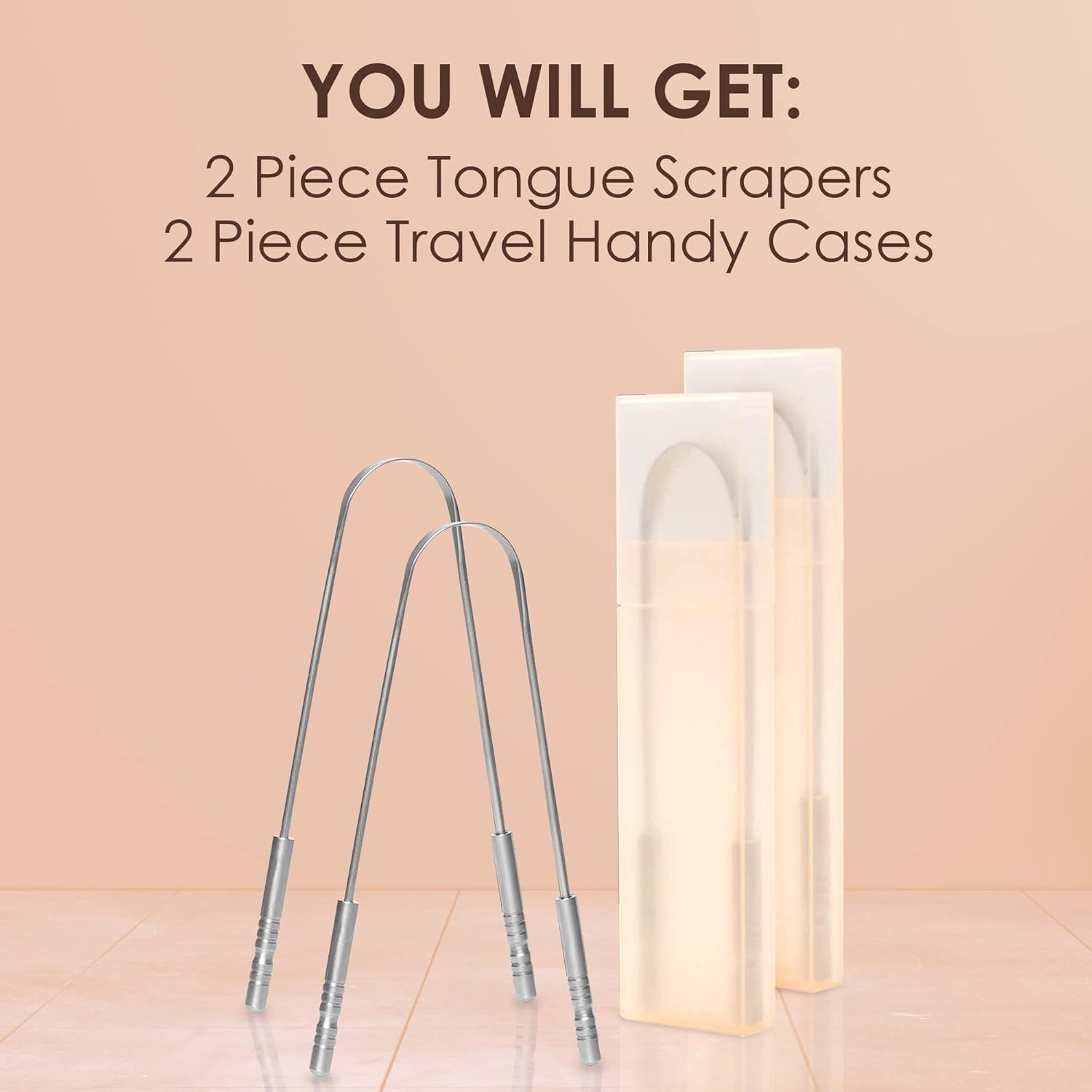 Trulife Tongue Scraper Tongue Cleaner Surgical Grade Stainless Steel (2 Pack), Reduce Bad Breath (Travel Cases Included), Metal Tongue Cleaner, Tongue Scraper for Fresher Breath & Easy to Use