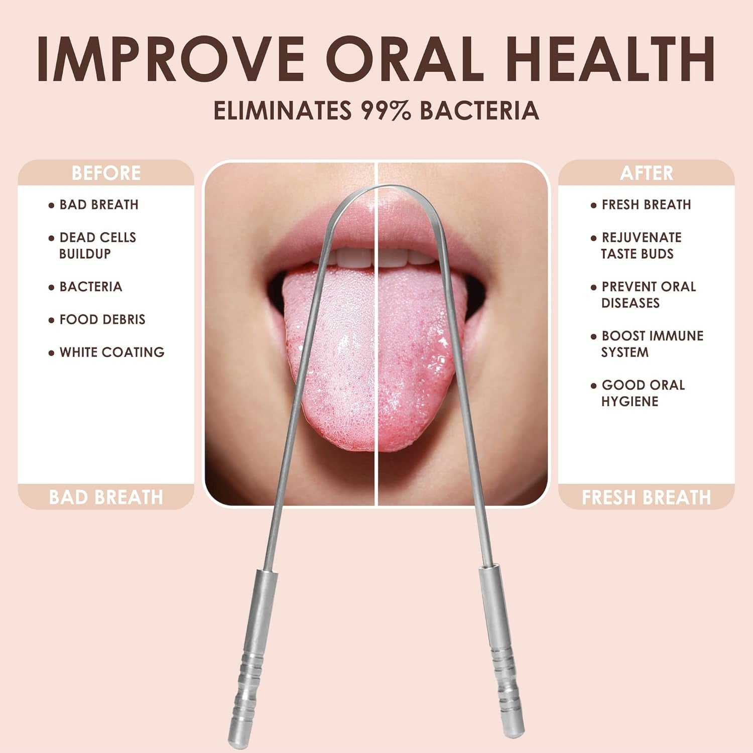 Trulife Tongue Scraper Tongue Cleaner Surgical Grade Stainless Steel (2 Pack), Reduce Bad Breath (Travel Cases Included), Metal Tongue Cleaner, Tongue Scraper for Fresher Breath & Easy to Use