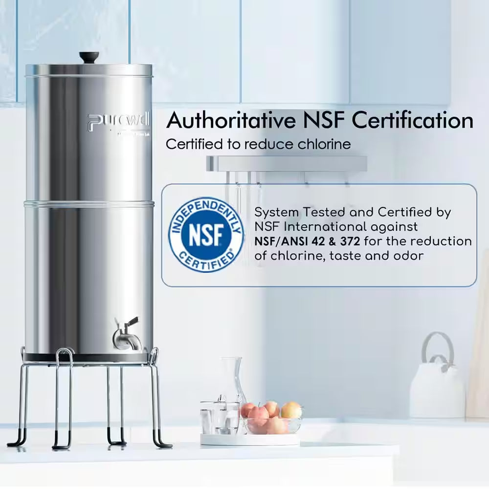 Countertop Water Filter 3-Stage 0.01Μm Ultra-Filtration Gravity Water Filter System, NSF/ANSI 42 and 372 Certification