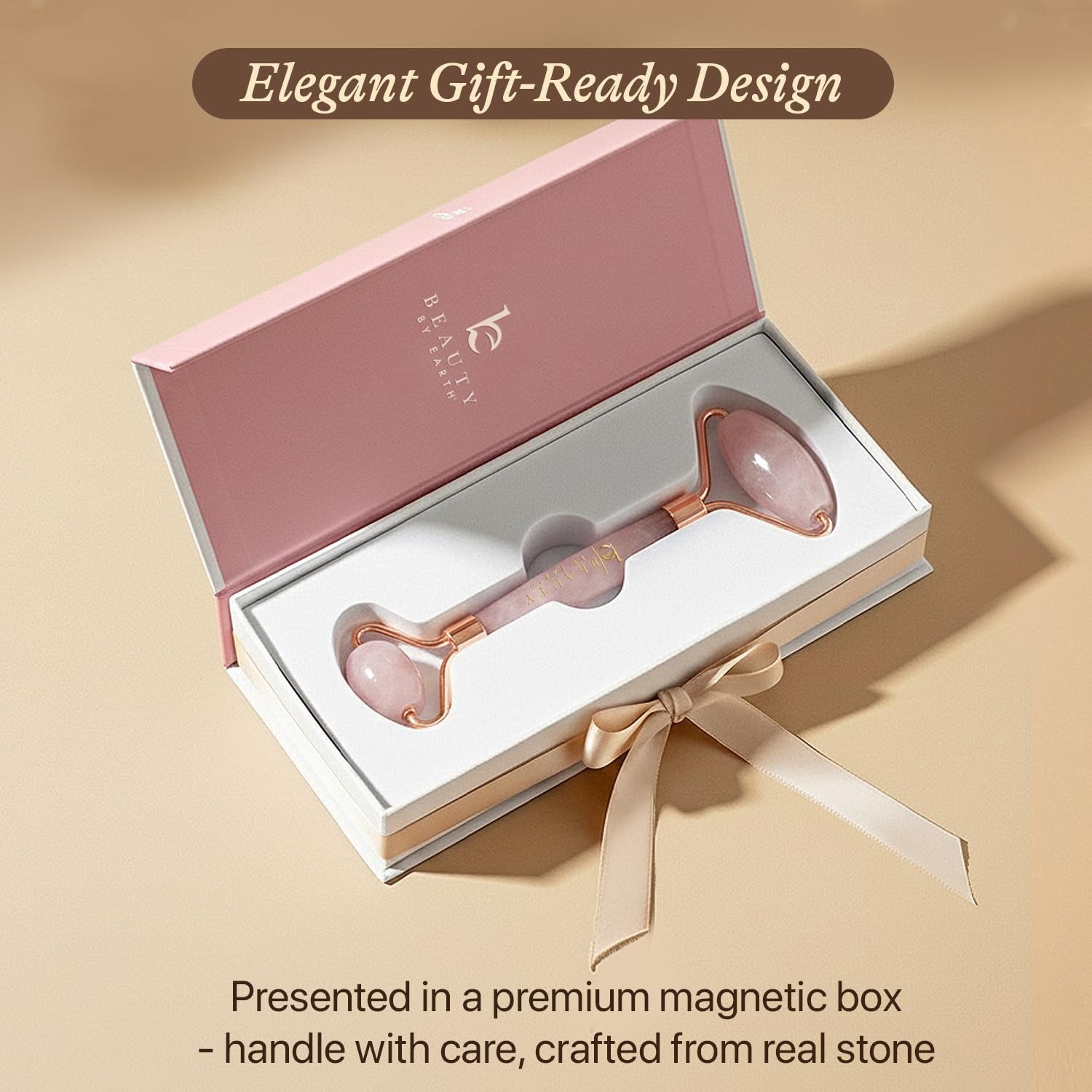 Rose Quartz Face Roller - Relaxation Gifts for Women, Valentines Day Gifts, Skin Care Tools for Fine Lines and Wrinkles, Beauty Gift Ideas, Massager Facial Tool, Self Care Gift for Women