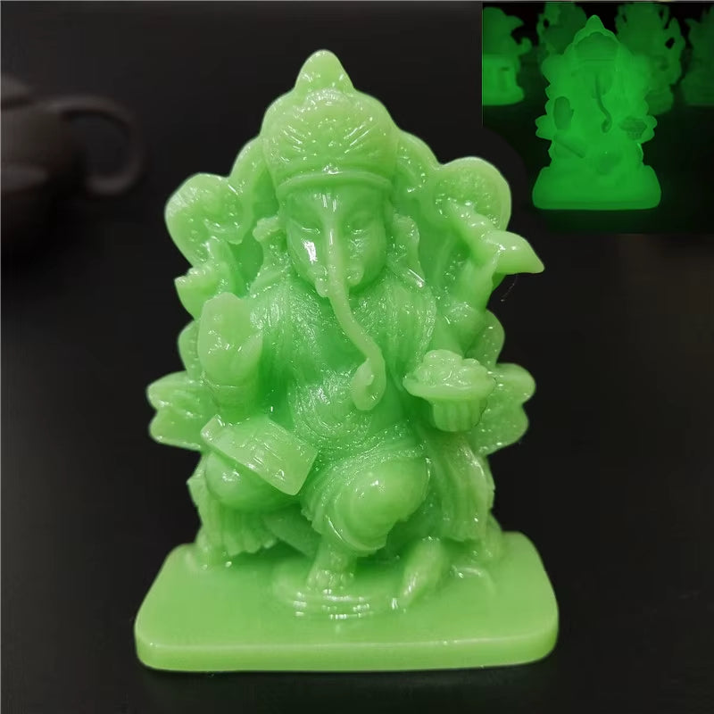 Lord Ganesha Buddha Statue Home Decoration Man-Made Jade Stone Ornaments Ganesh Elephant God Sculpture Figurines Buddha Statues