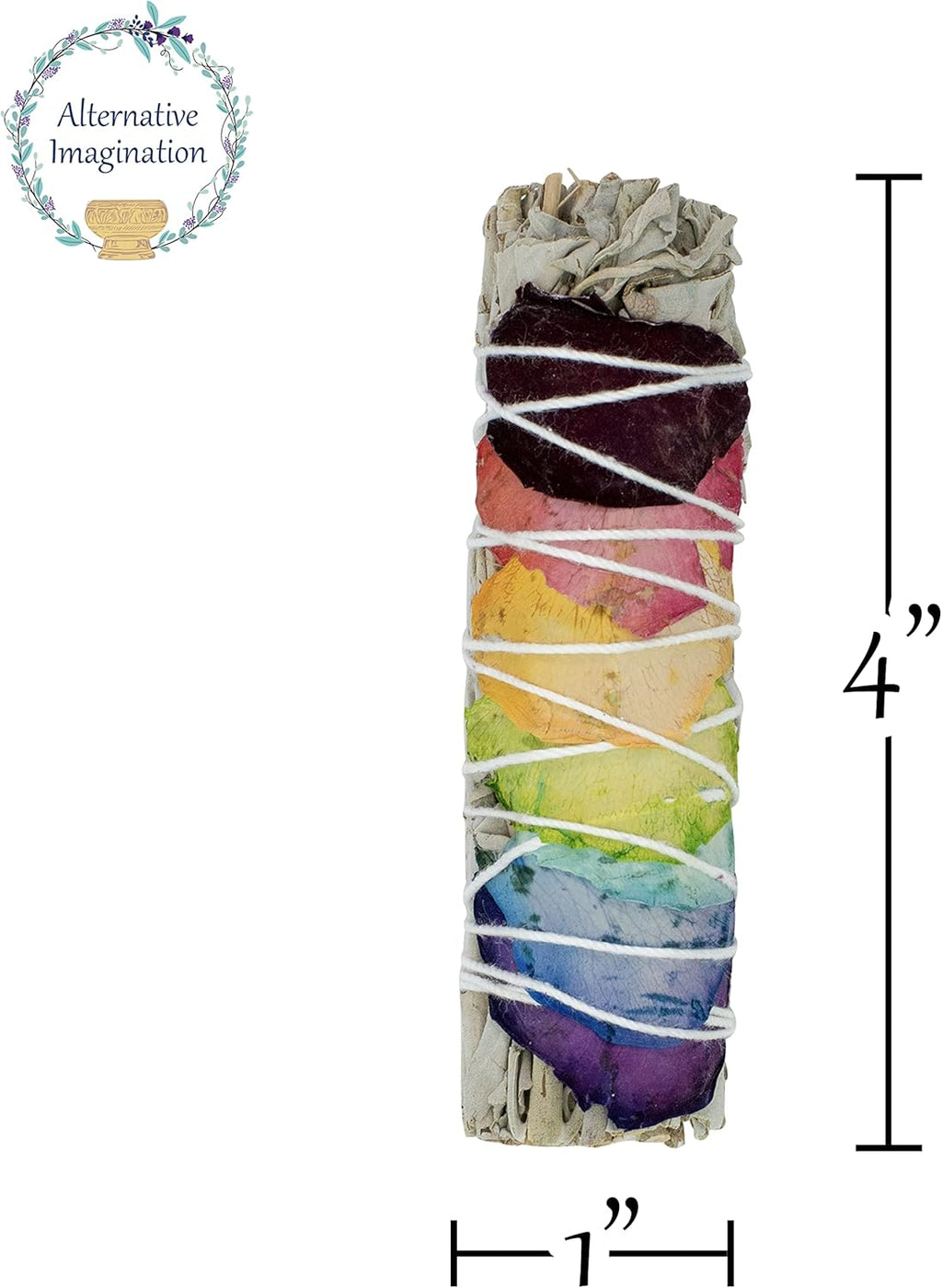 White Sage Sticks with Chakra Rose Petals - Natural Incense Sticks for Spiritual Cleansing, Home Fragrance, Witchcraft Supplies - 4" Long Bundles - Pack of 3 - ,