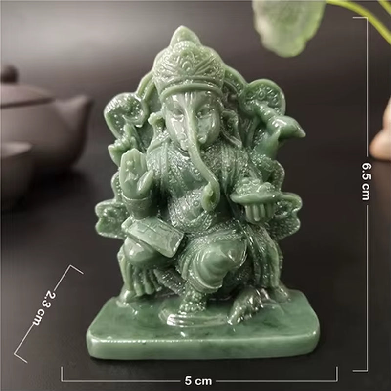 Lord Ganesha Buddha Statue Home Decoration Man-Made Jade Stone Ornaments Ganesh Elephant God Sculpture Figurines Buddha Statues