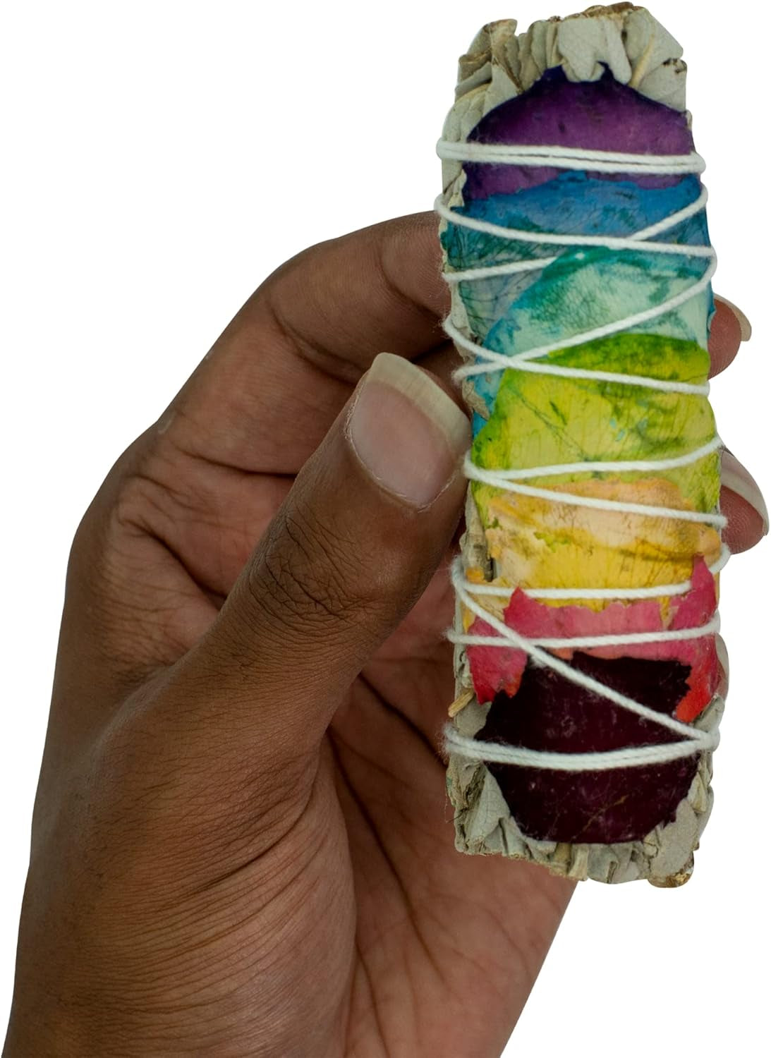 White Sage Sticks with Chakra Rose Petals - Natural Incense Sticks for Spiritual Cleansing, Home Fragrance, Witchcraft Supplies - 4" Long Bundles - Pack of 3 - ,